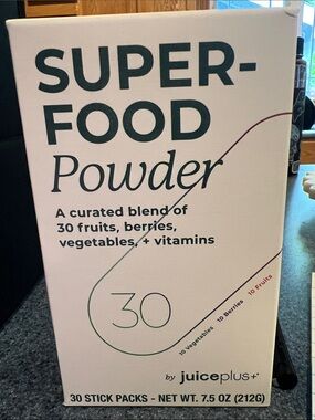 Super-Food Powder by Juiceplus+ 30 stick packs -net wt. 7.5 oz (212G)